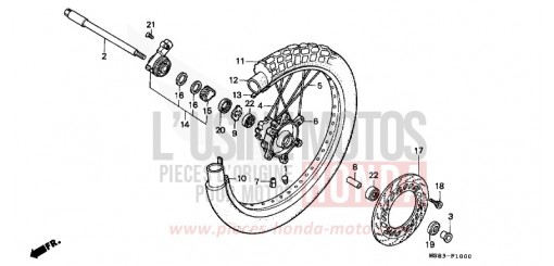 ROUE AVANT XRV650K de 1989